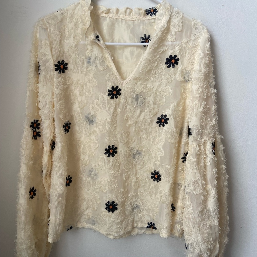 Cream Floral Lace Blouse